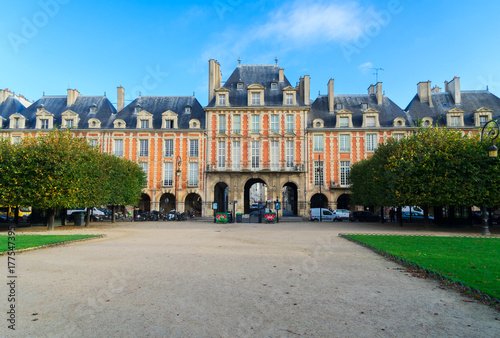 view of faous Place de Vosges, Paris, France photo