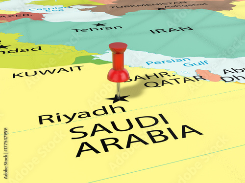 Pushpin on Riyadh map
