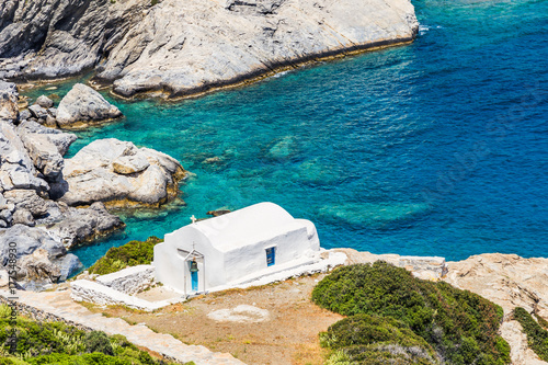 Agia Anna chapel on Amorgos island, Greece, Cyclades.