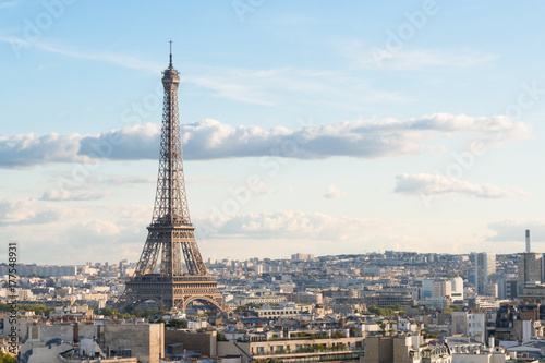 famous Eiffel Tower and Paris roofs  Paris France