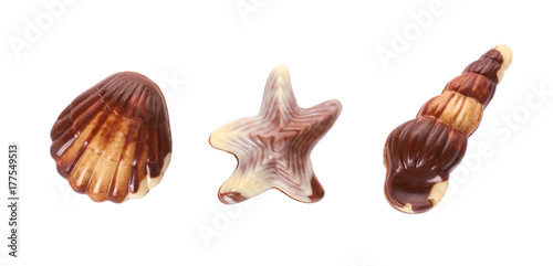 Wallpaper Mural various chocolate pralines isolated on white background Torontodigital.ca