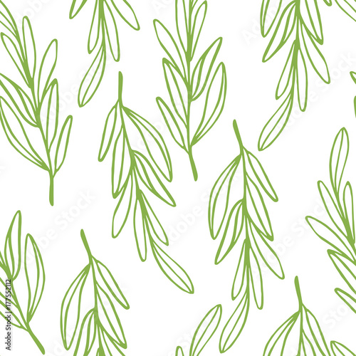 Fototapeta Naklejka Na Ścianę i Meble -  Simple floral seamless pattern.Spring branches and leaves. Vector.