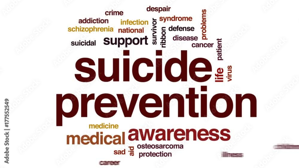 Suicide prevention animated word cloud, text design animation. Suicide prevention animated word cloud, text design animation.