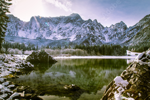 first snow at the mountain lake © zakaz86