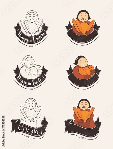 Grandmother bakery cute illustrated logo emblem