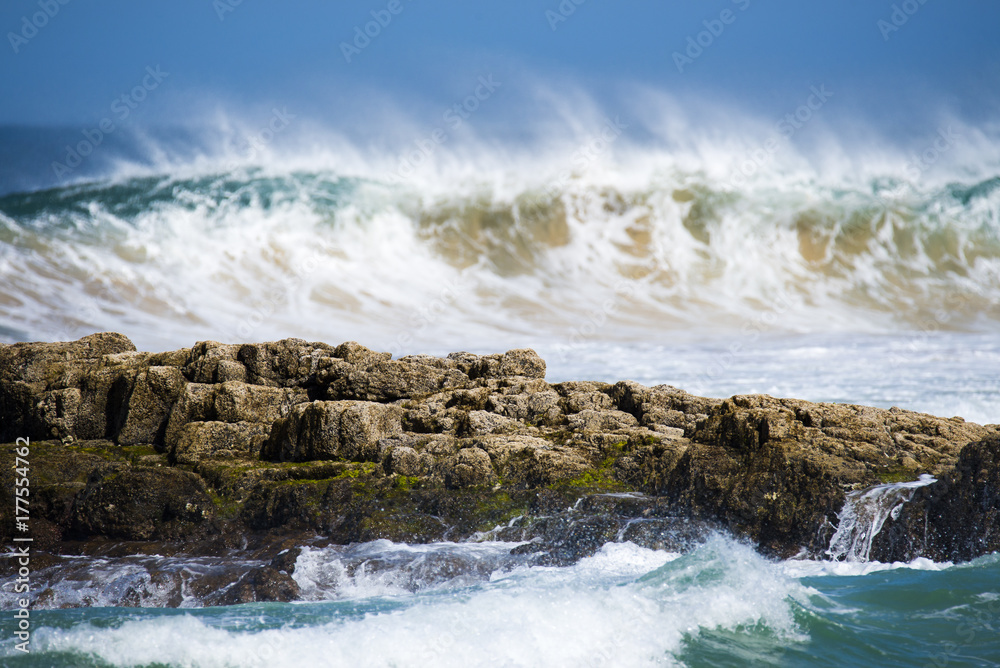 beach landscape with waves, el ocotillo, fuerteventura