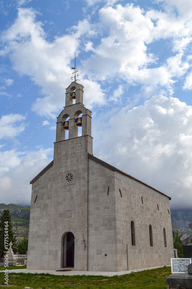 A small temple against the sky. Montenegro Orthodox Church