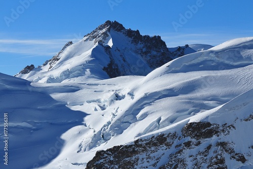 Mount Gletscherhorn and glacier with crevasses. View from Jungfraujoch, Switzerland. © u.perreten