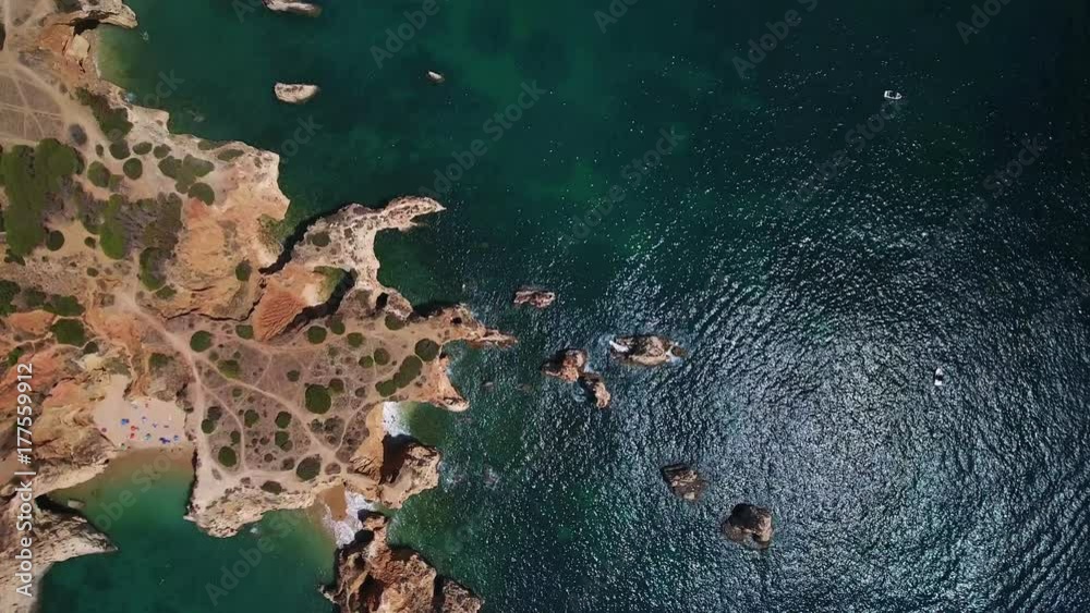Aerial. Beaches and rocky shores of Portimao. Aerial. Beaches and rocky shores of Portimao.