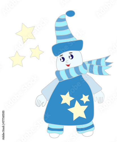 Cute ice man with star for greeting card and other design
