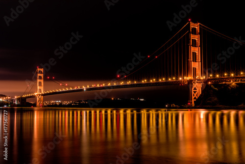 Golden Gate Bridge Reflecting at Night