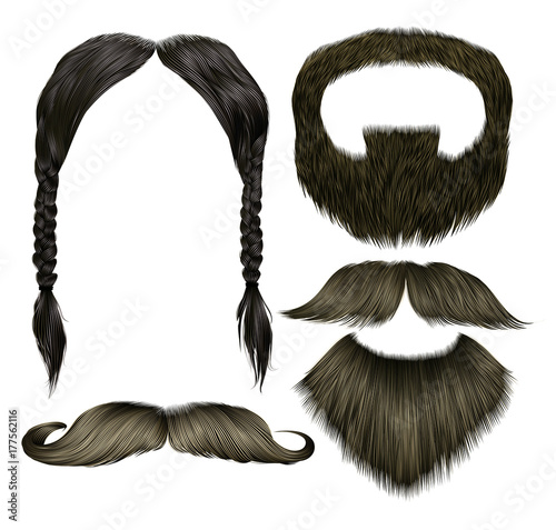 set vector mustache different colors.beard