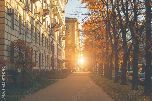 street of the autumn city in Russia