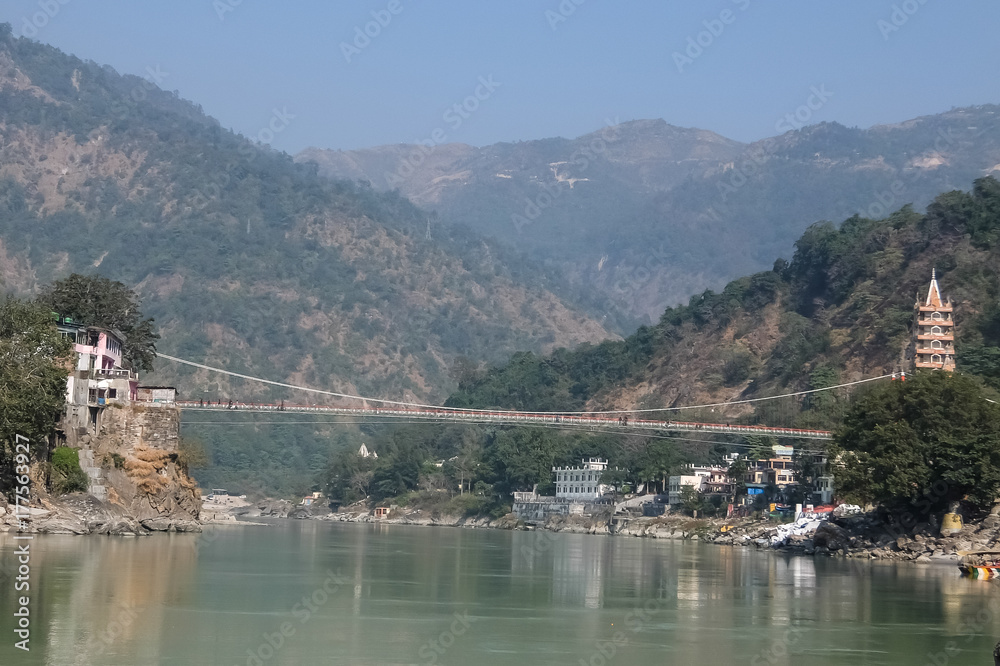 Beautiful view of Ganga river embankment in Rishikesh