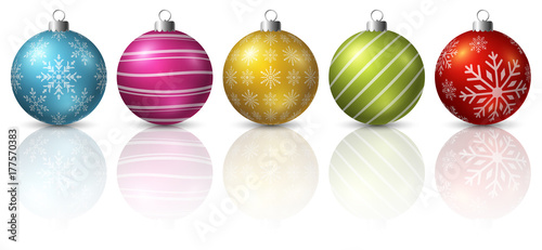 Colorful christmas balls on white background