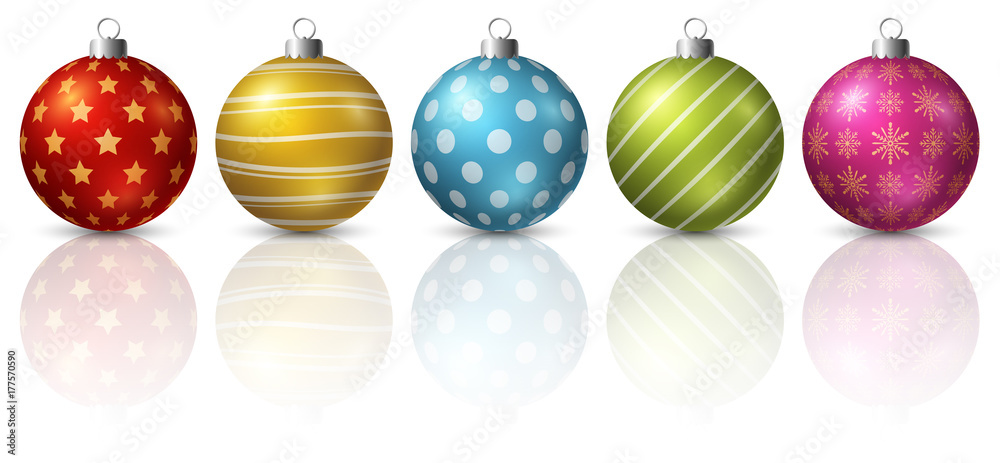Obraz premium Colorful christmas balls on white background