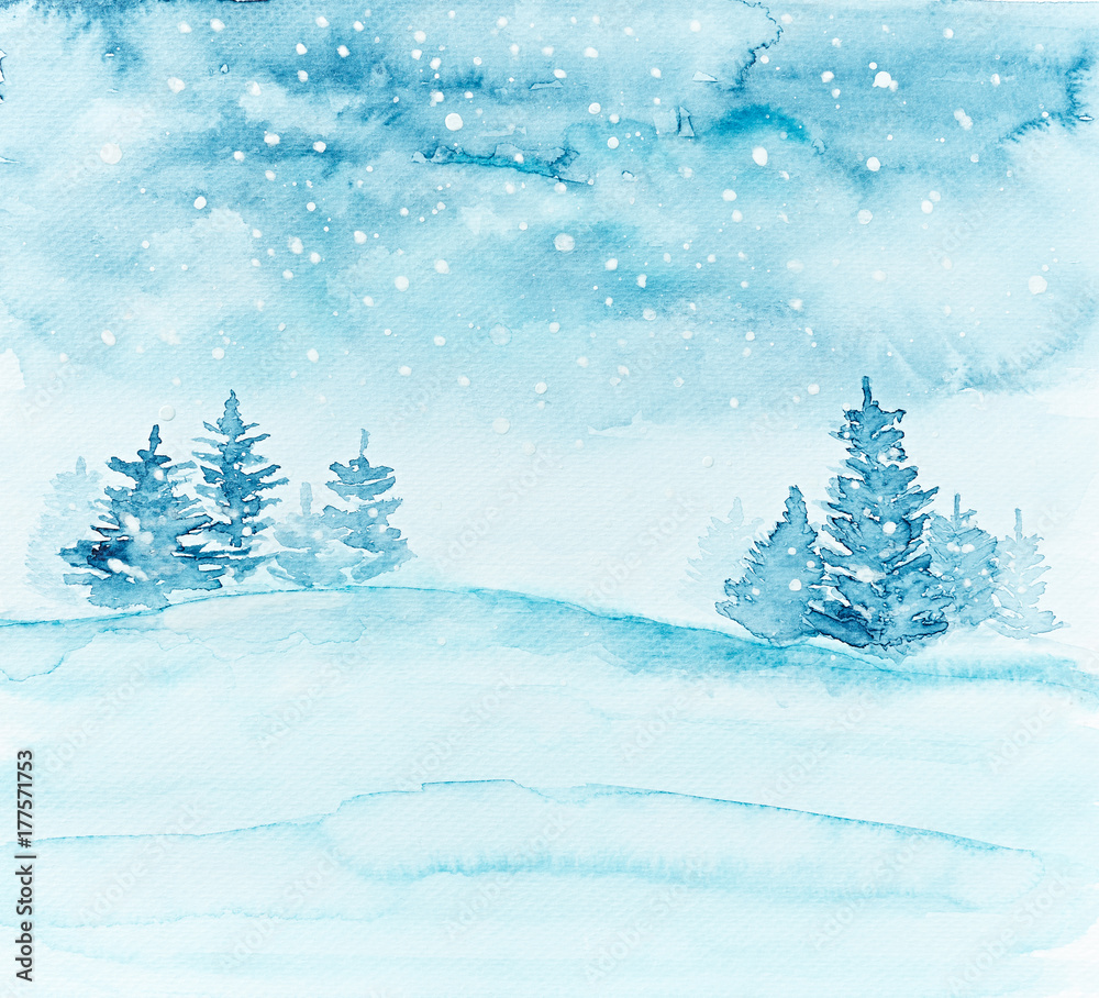 Winter Landscape with Spruces (hand painted)