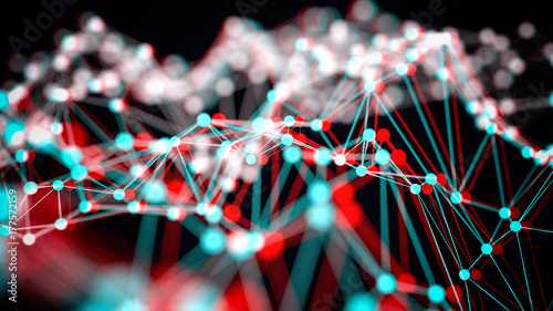 Anaglyph stereoscopic wireframe of light 3d illustration