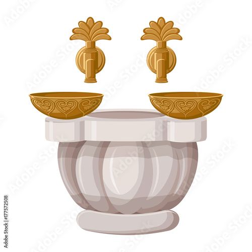Turkish bath, hamam with copper bowls isolated on white background.
