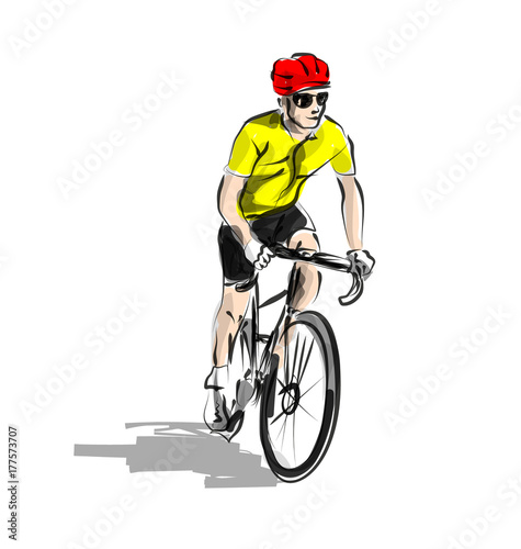 Vector color line sketch cyclist