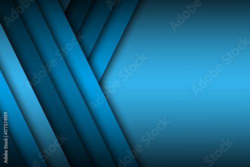 Modern blue vector background overlap paper with blank space for your text, blue oblique lines