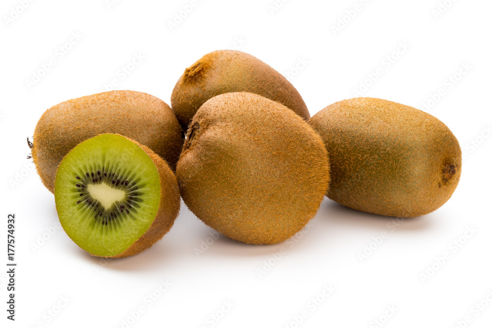 Kiwi fruit and sliced isolated on white background. Kiwi fruit and sliced isolated on white background.