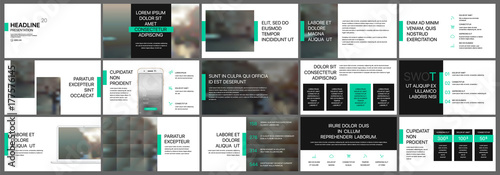 Green and black presentation templates elements on a white background. Vector infographics. Use in Presentation, flyer and leaflet, corporate report, marketing, advertising, annual report, banner.
