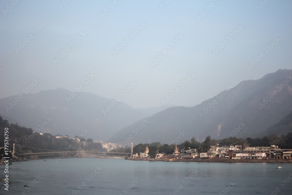 Beautiful view of Ganga river embankment in Rishikesh