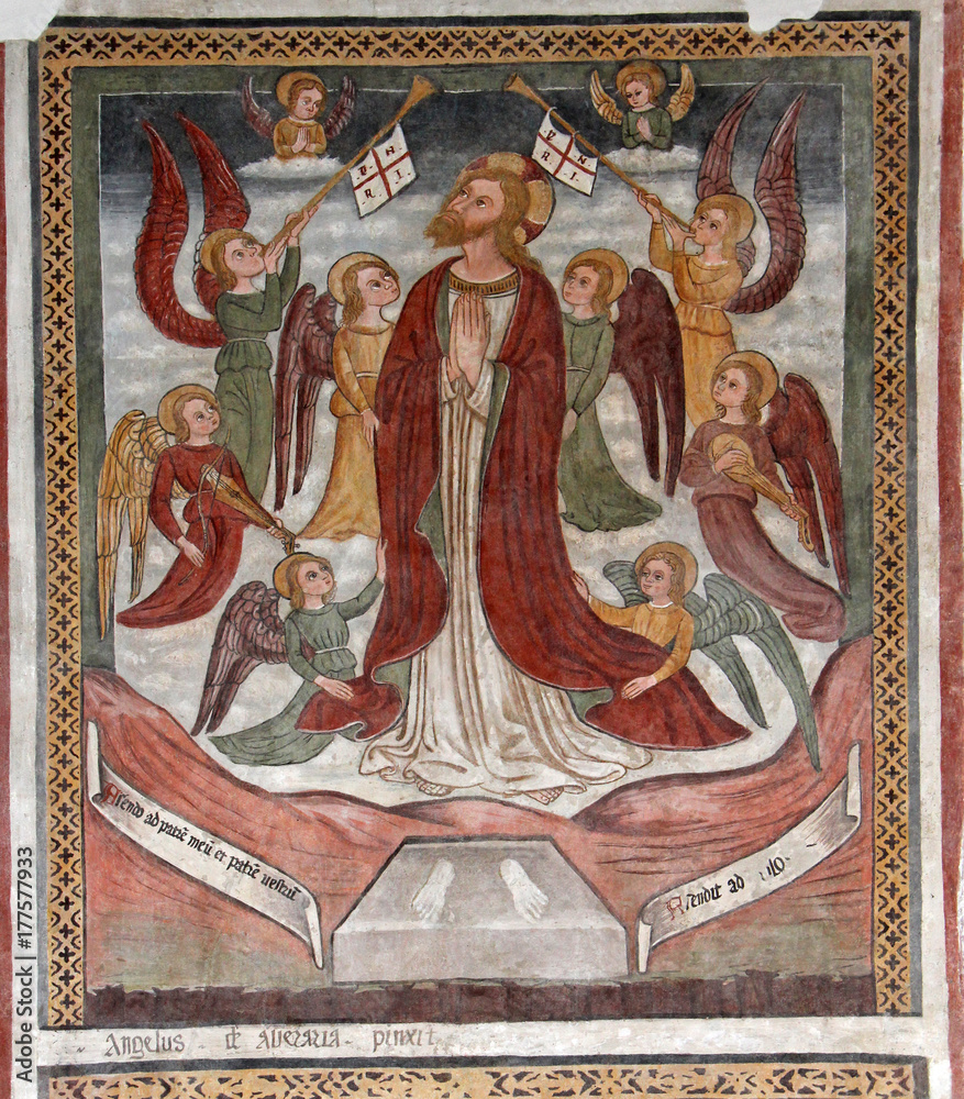 Ascensione di Cristo al cielo; affresco nella chiesa di San Vigilio a Pinzolo