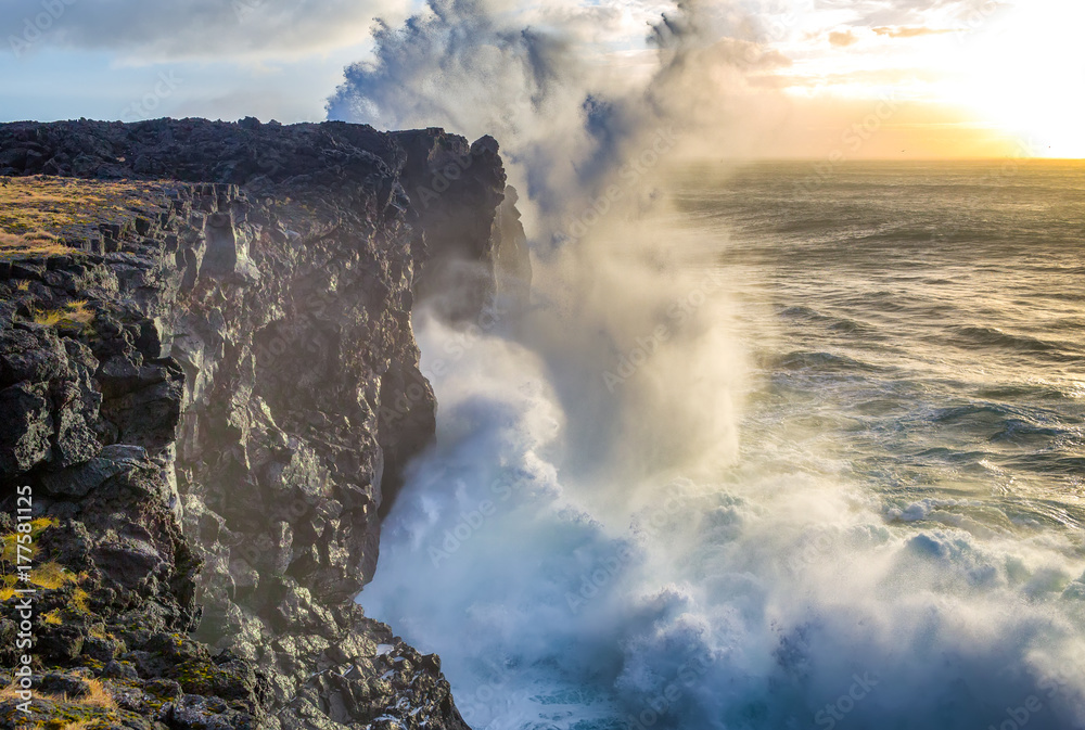 Storm waves at the west coast of Iceland