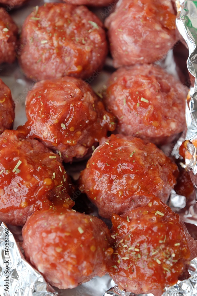 Fresh meatball beef and pork for cooking dinner 