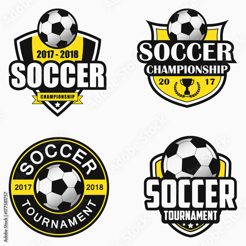 Soccer logo. Set of sports emblem designs. Vector illustration.