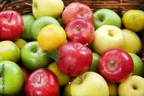 Heap apples color isolated