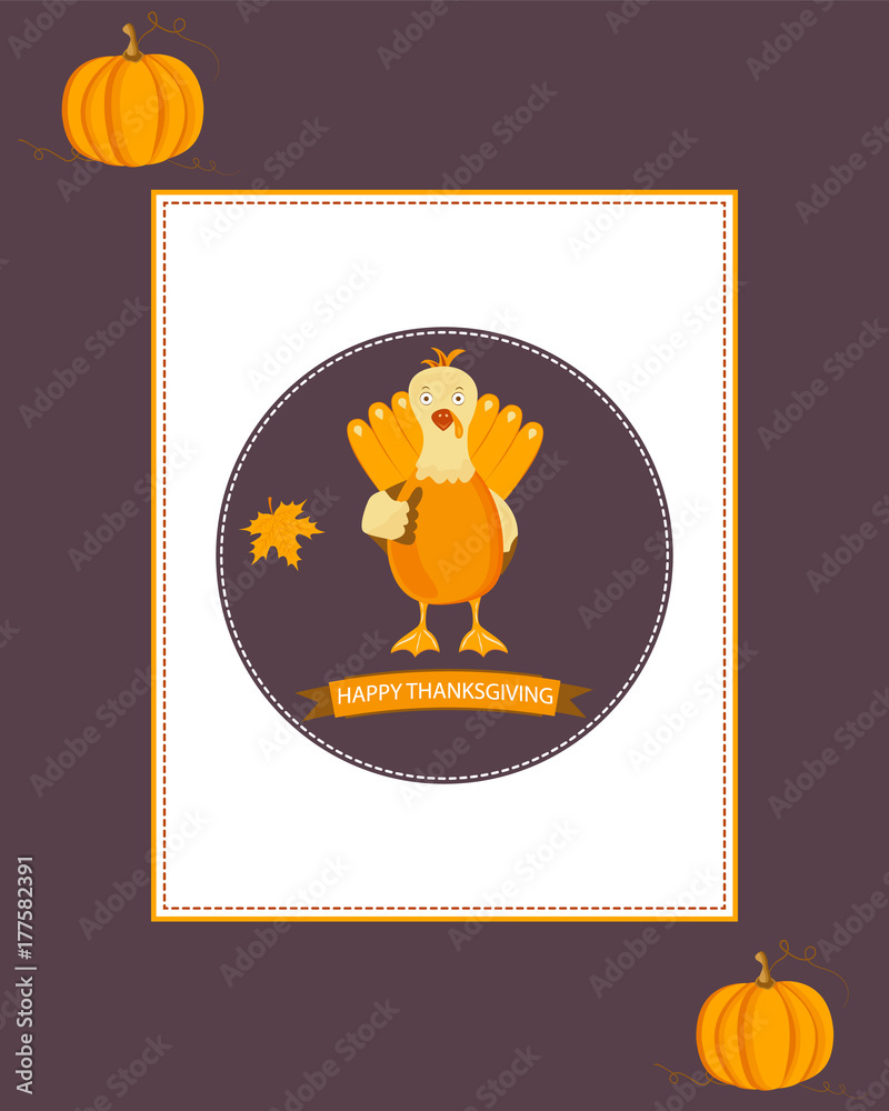 Fototapeta premium Holiday Thanksgiving background with turkey and text