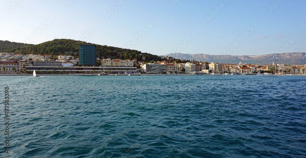 harbor entrance of split in croatia from a boat