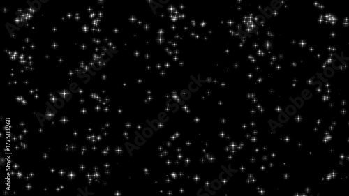 Abstract stars on black background. Space backdrop. Seamless loop