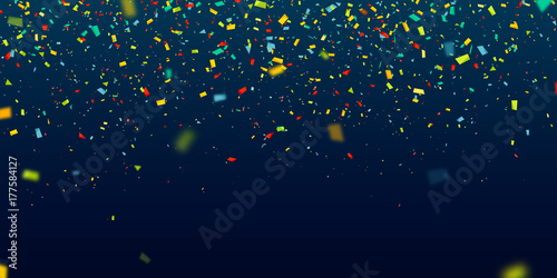Fotografering Colorful confetti falling randomly
