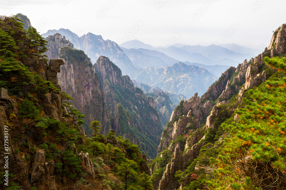 Yellow Mountains in China during fall season