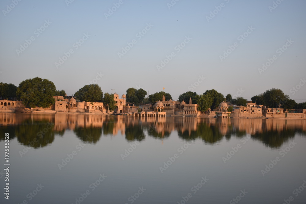 historical monument gadisar lake jaisalmer rajasthan india