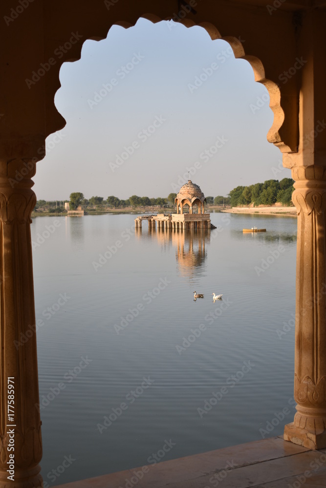 historical monument gadisar lake jaisalmer rajasthan india
