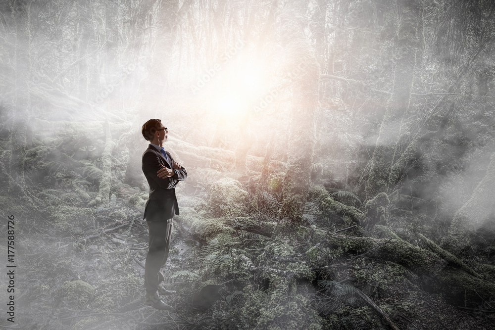 Obraz premium Looking for quiet place. Mixed media