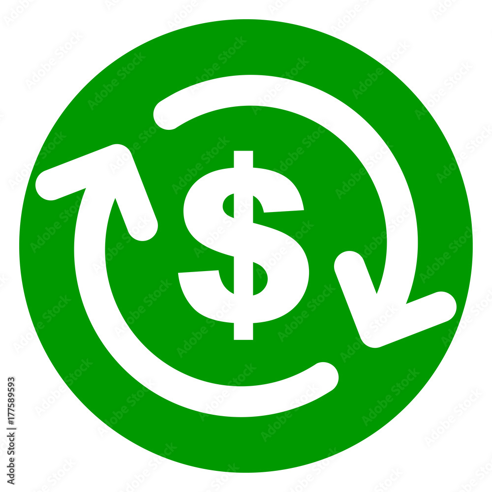 Obraz premium refund money green circle icon