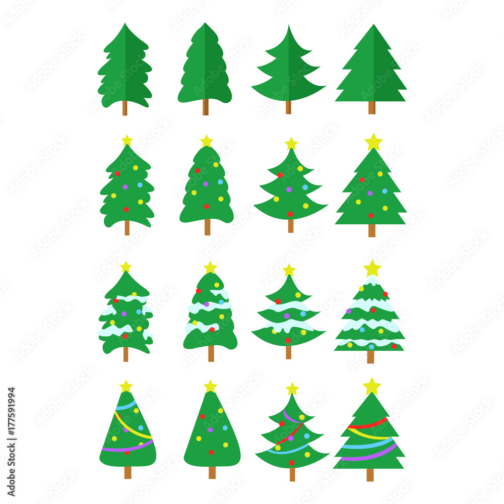 Christmas Tree Vector Graphic Set