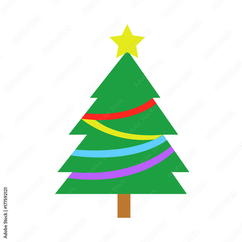 Christmas Spruce Tree With Star & Ribbon Christmas Spruce Tree With Star & Ribbon