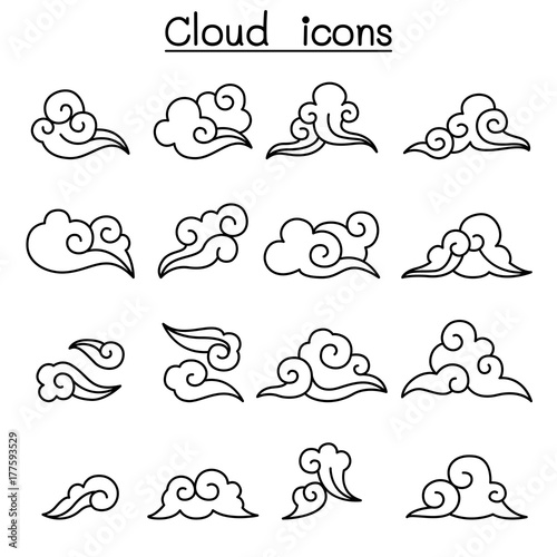 Abstract Cloud , Chinese Cloud , Curl cloud ,Decoration cloud, cloud icon set