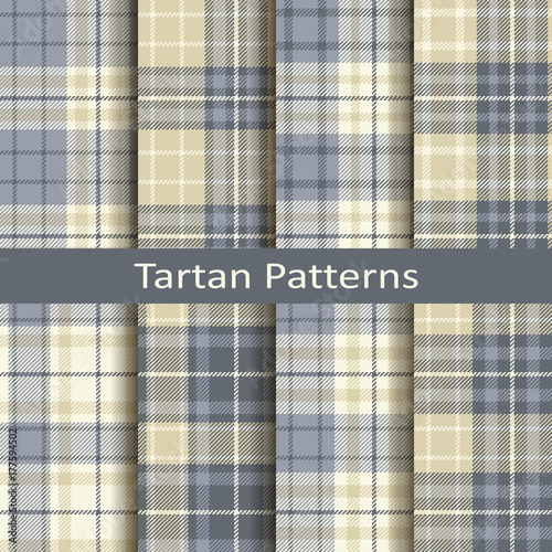 set of eight seamless vector tartan geometric square patterns. design for textile, covers, packaging, christmas