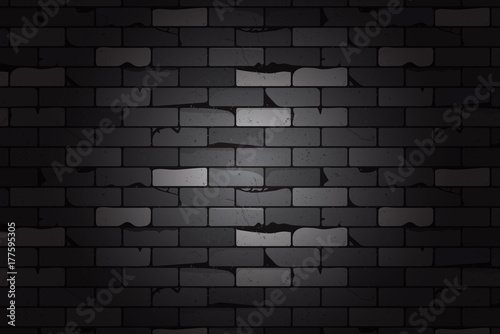 Ancient brick wall background. Black brick wall background vector illustration.