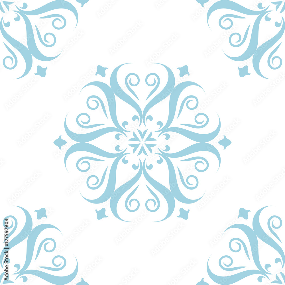 Blue floral seamless design on white background Blue floral seamless design on white background