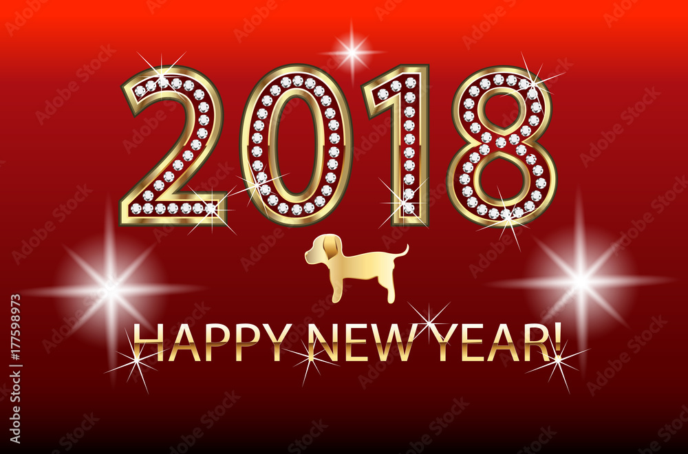 New Year 2018 golden year of the Chinese dog background design template New Year 2018 golden year of the Chinese dog background design template