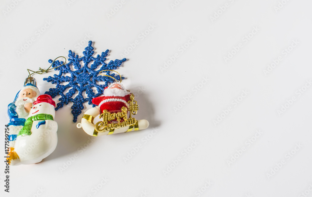 Santa Claus and snowman on a light background.